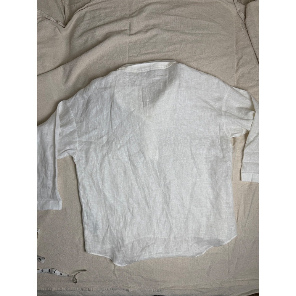 Zara women's long-sleeved linen blouse with buttons, siz S, white - Picture 3 of 6